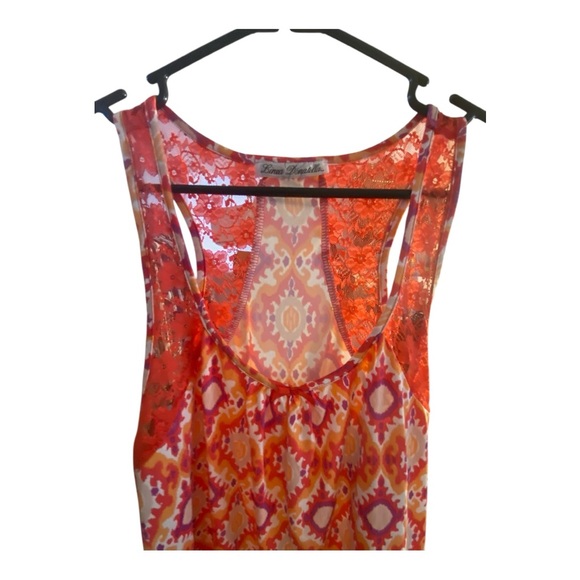 Linea Donatella Orange Pink Geometric Tank Top - Picture 4 of 6